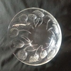 Teleflora Crystal Glass Bowl Textured Embossed Tulips
